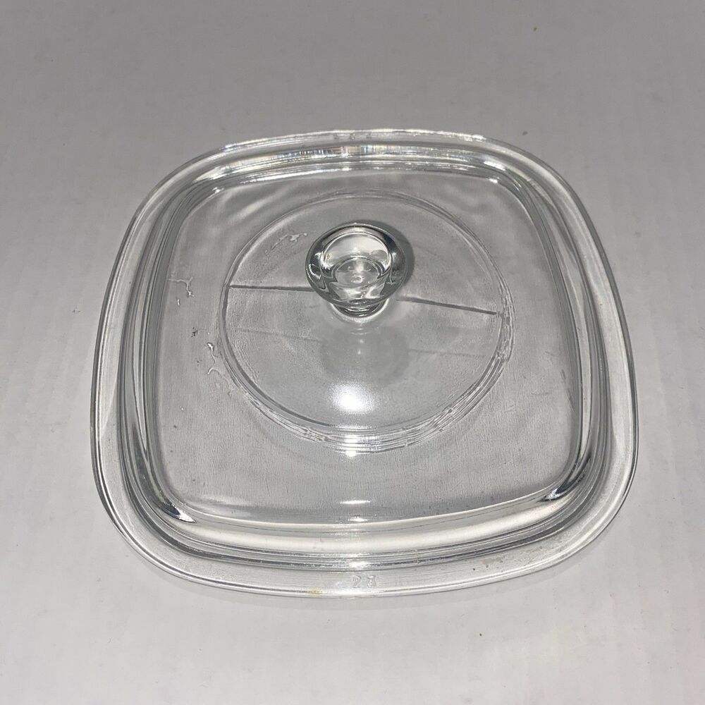 Corning Ware Pyrex Casserole Clear Glass Replacement Lid P-7-C Square Scratches